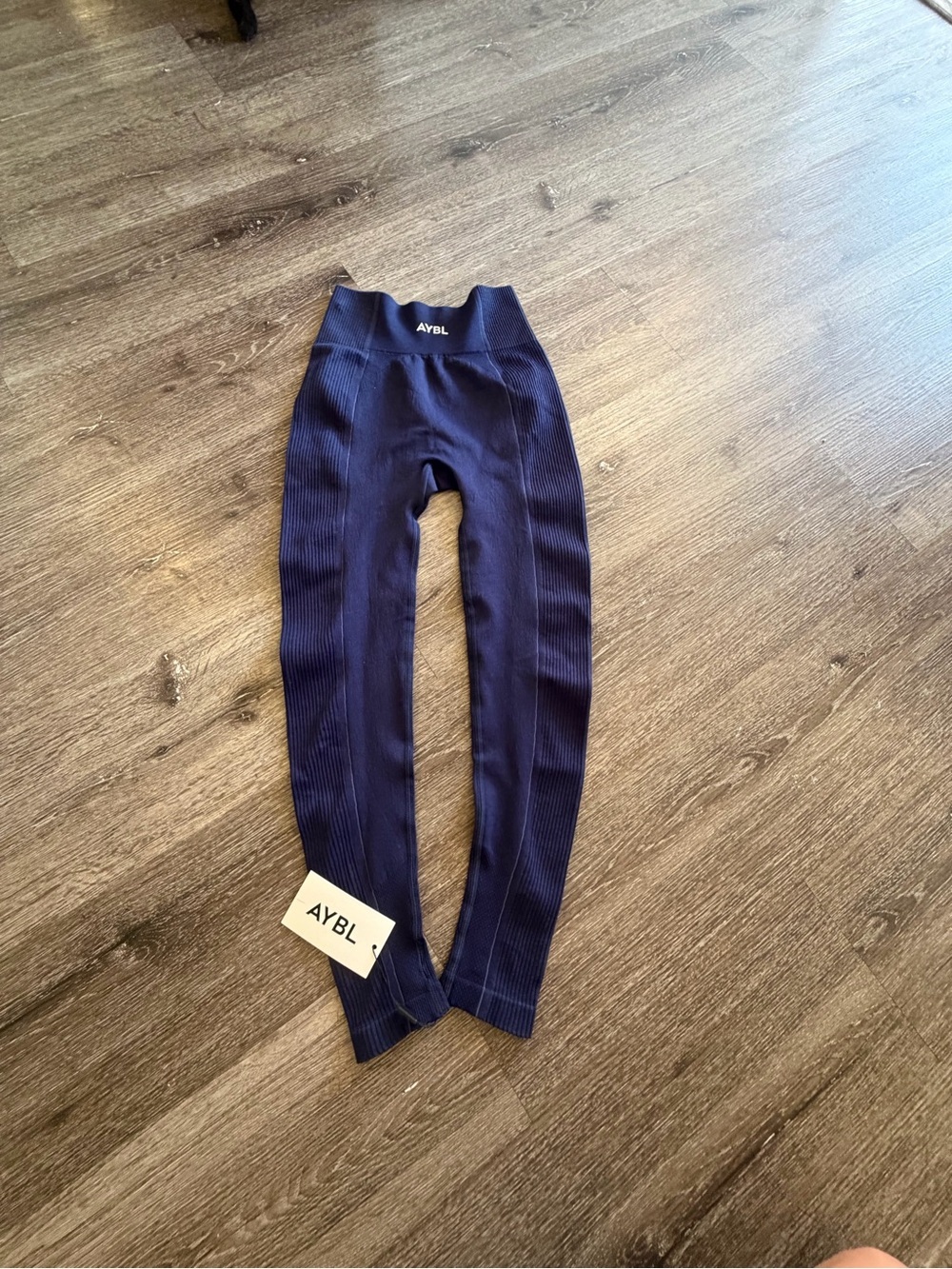 AYBL  Deep Navy Ribbed Performance Leggings - Picture 3 of 5